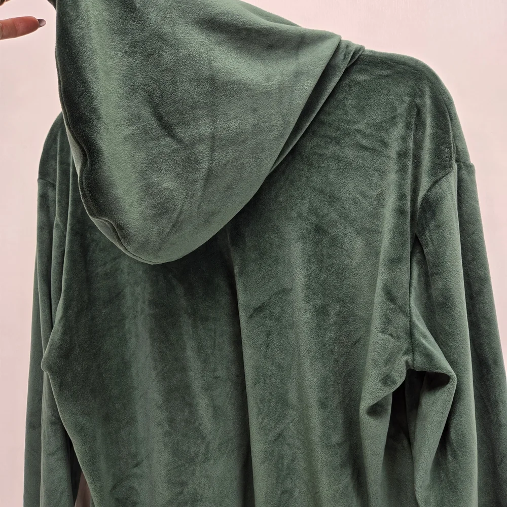 Polo Ralph Lauren Men's Medium Velour Loungewear Long Sleeve Hoodie Green Flawed